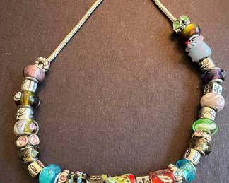 European Style Charm Necklace with Glass Beads