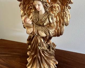Musical Angel Figurine with Infant, Silent Night Melody