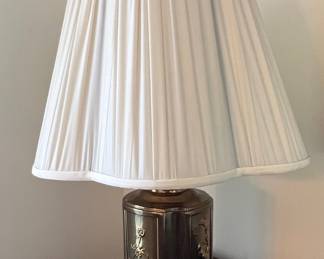 Brass Etched Floral Motif Table Lamp Style