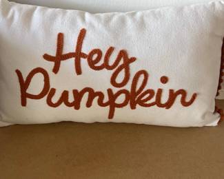 Hey Pumpkin Embroidered Lumbar Pillow