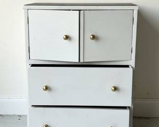 White Painted 2-Door Cabinet with 2 Drawers