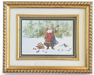 Old World Santa Claus with Woodland Animals Framed Wall Art - Peggy Abrams