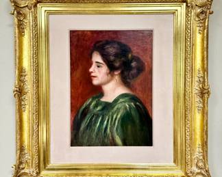 Lot 499 Original Pierre Auguste Renoir Oil Painting  Buste de Femme au Corsage Vert, Gabrielle