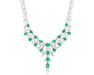 Lot 8246 Emerald  Diamond Chandelier NecklaceGIA Certified