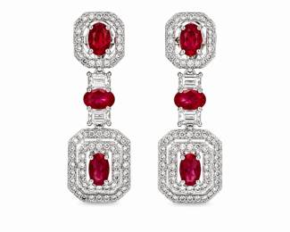 Lot 8334 Ruby and Diamond Dangling Earrings