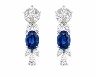 Lot 8321 Blue Sapphire and Diamond Earrings