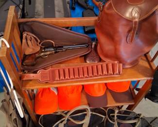 Orvis 20 gauge belt and orvis leather bag