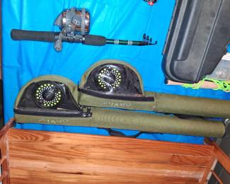 Orvis junior guide rods and Clearwater III reels in a orvis case