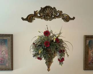 Peonies on Chocolate Daphnes Poppies by Vivian Flasch, Wall Sconce And Pediment