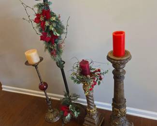 Four Ornate Floor Candle Stands 24 To 48 High