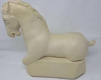 Vintage MidCentury Modern Tang DynastyStyle Recumbent Horse Sculpture