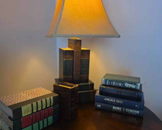 Vintage BookThemed Table Lamp with Assorted Classic Books