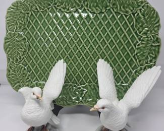 Andrea By Sadek White Porcelain Doves Jay Willfred Platter Marked Of Andrea By Sadek