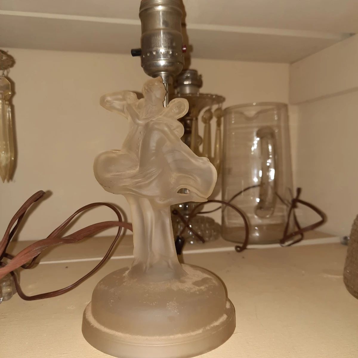 Vintage Glass Boudoir Lamp