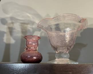 Pink and Cranberry Blown Glass 