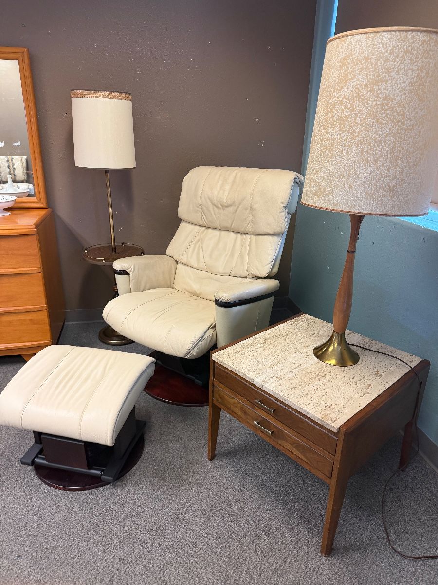 2pc. swivel/glider recliner, marble top MC end table 1 of 2 available