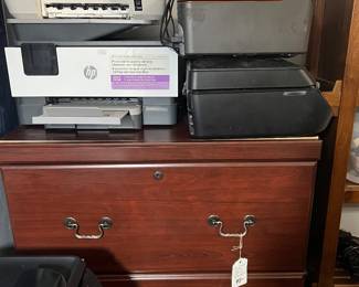 Two Drawer Wooden Lateral Filing Cabinet, Printers