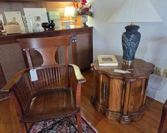 Antique oak chair & Mid Century table