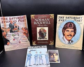 Vintage Beatles Radio Station Magazine And Vintage Issues Of The Saturday Evening Post