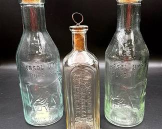 Antique Glass Milk Bottles And Dr. Peter Farhney & Sons Co Medicine Bottle