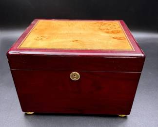 Howard Miller Tranquility Burl Inlay Urn Burgandy Cremation Keepsake Chest With Key