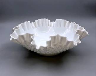 Fenton Hobnail Milk Glass Round Double Crimped Bowl