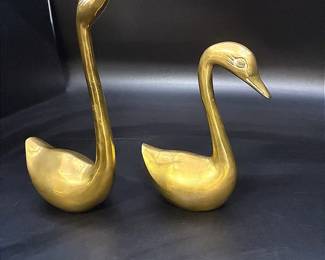 MCM Brass Swan Figurines