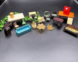 A Vintage Collection Of Miniature Dollhouse Furniture