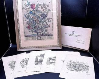 A Vintage Framed Reproduction “February” By Furber & A San Sebastián Tourism Folder And 7 Prints