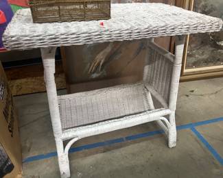 Vintage wicker book table