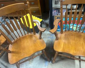 Pair 1950s maple Windsor style armchairs 