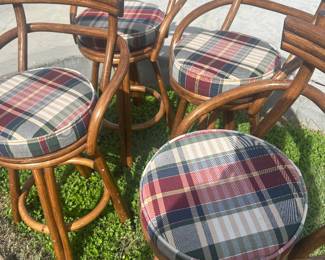 Set 4 1950s MCM bamboo bar stools 