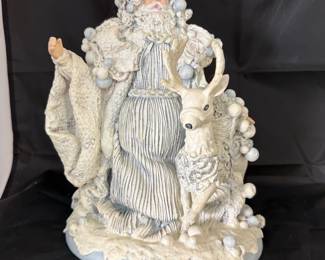 White Santa with Reindeer Figurine ($12)