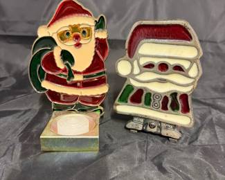2 Santa Stained Glass Candle Holder ($12)