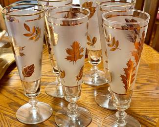 Libbey Frosted Gold Leaf Glasses