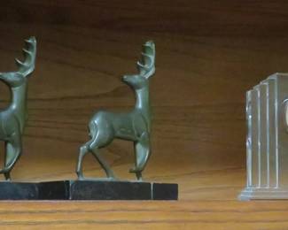 Bronze bookends, Waterford clock