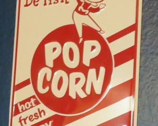 Metal popcorn sign