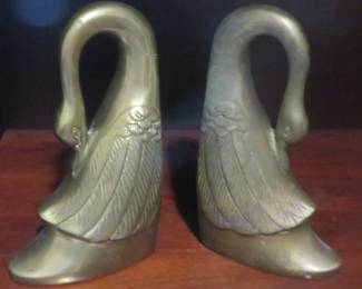 Brass swan bookends