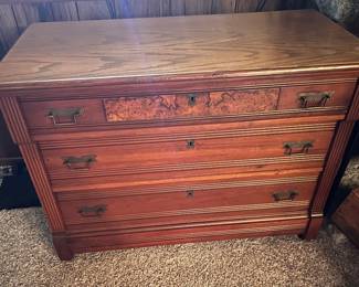 Eastlake Chest of drawers with top drawer burled pre-1900