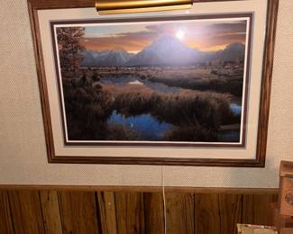 'Day is Done-Gone the Sun' 470/950, art work by Rod Frederick. signed, numbered, matted & framed with a light art attached.
