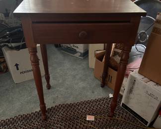 one drawer side table w/ turned spindle leggs