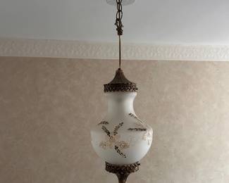 Glass pendant hanging hall light.  