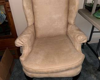 Queen Anne style wing back chair,