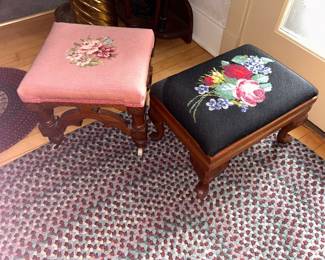 needlepoint foot stools