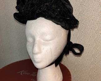 19th century black velvet morning hat.