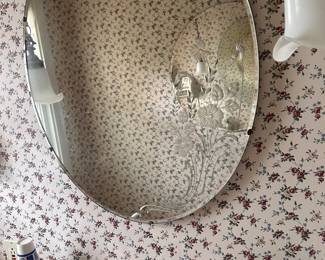 etched floral bathroom mirror