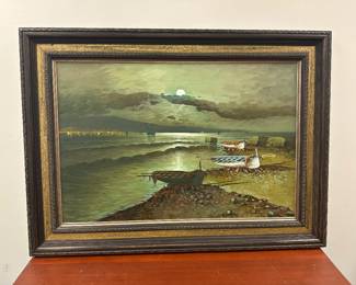 Mid century nautical beach painting