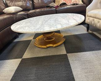 Circa 1960 Hollywood Regency marble top cocktail table exceptional condition!