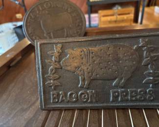 Cast Bacon Press W/Wooden Handle