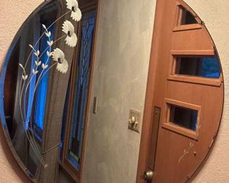 Vintage Beveled/Etched Glass Mirror